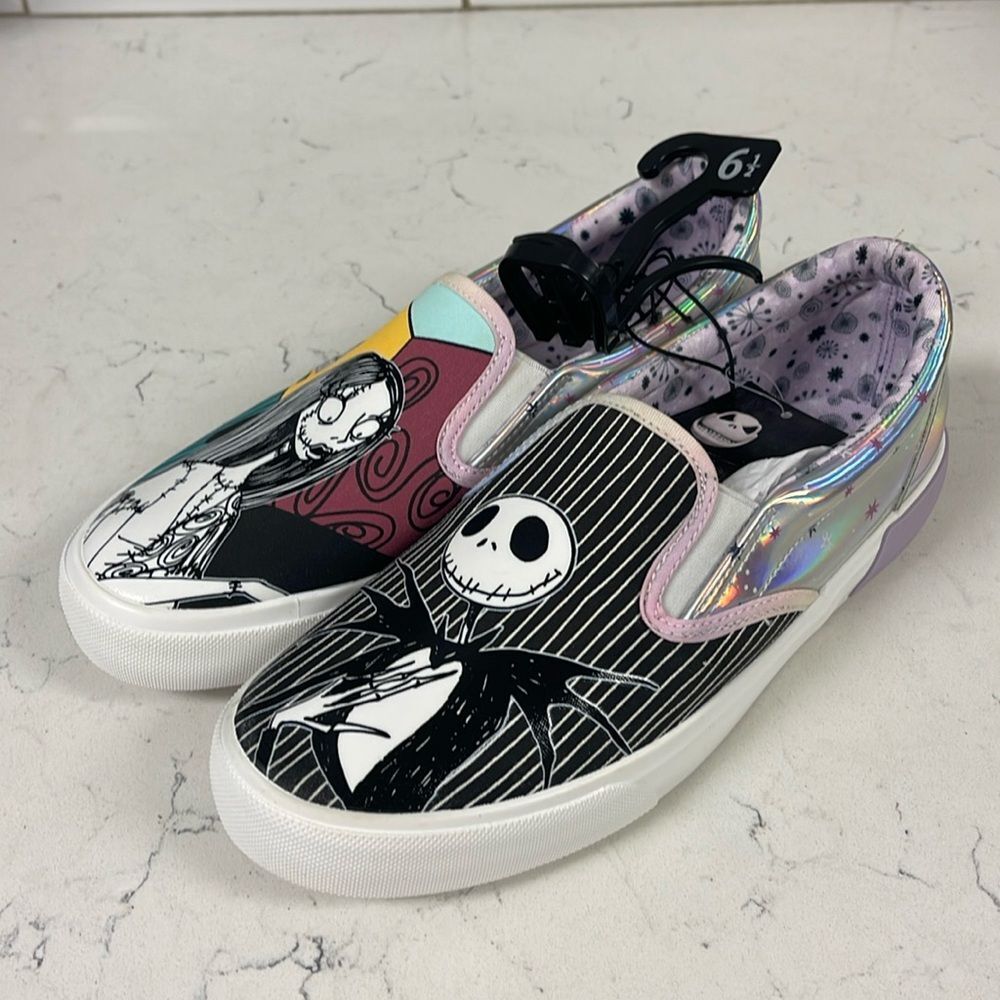 Disney Nightmare Before Christmas Low Top Slip-on Sneakers, Women’s Sizes 6 1/2”